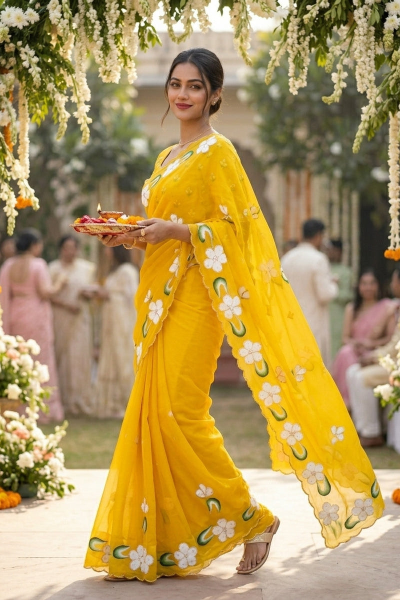 Ray of Sunshine Fancy Chiffon Silk Saree