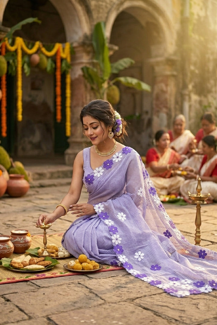 Surobhilata Reshom Kota Applique Saree