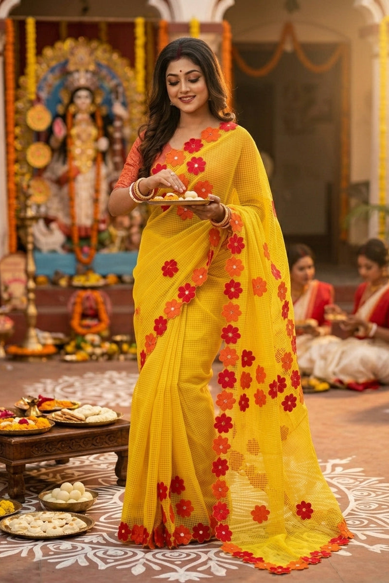Surobhilata Reshom Kota Applique Saree