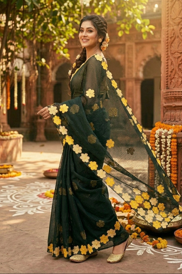 Surobhilata Reshom Kota Applique Saree