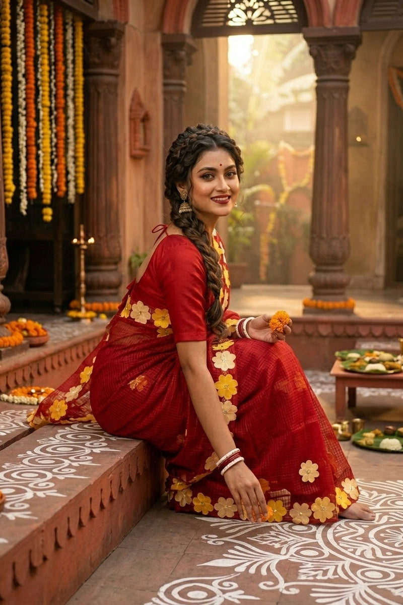 Surobhilata Reshom Kota Applique Saree