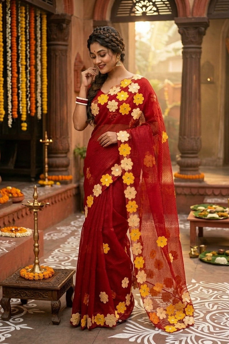 Surobhilata Reshom Kota Applique Saree
