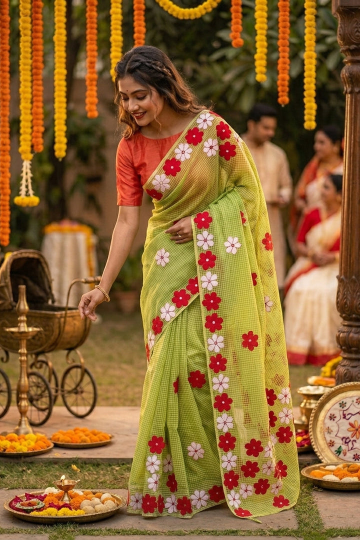 Surobhilata Reshom Kota Applique Saree