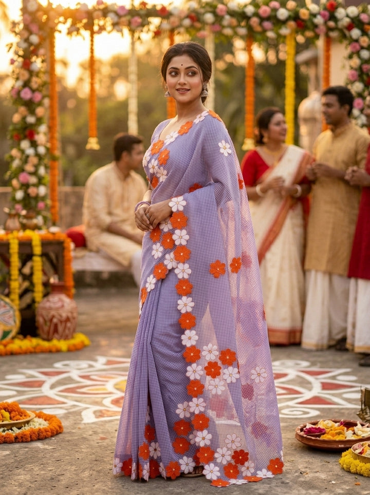 Surobhilata Reshom Kota Applique Saree