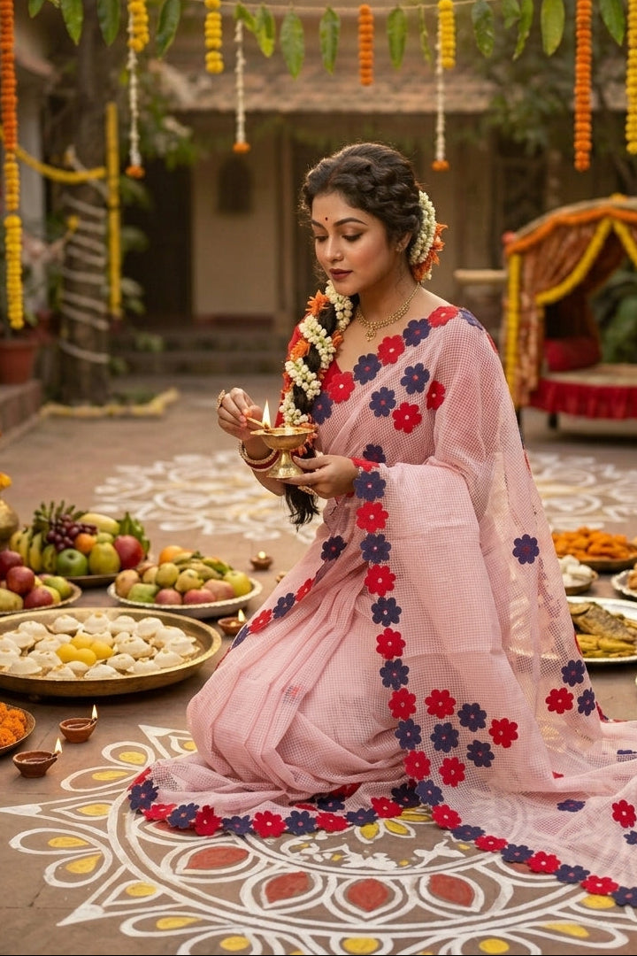 Surobhilata Reshom Kota Applique Saree