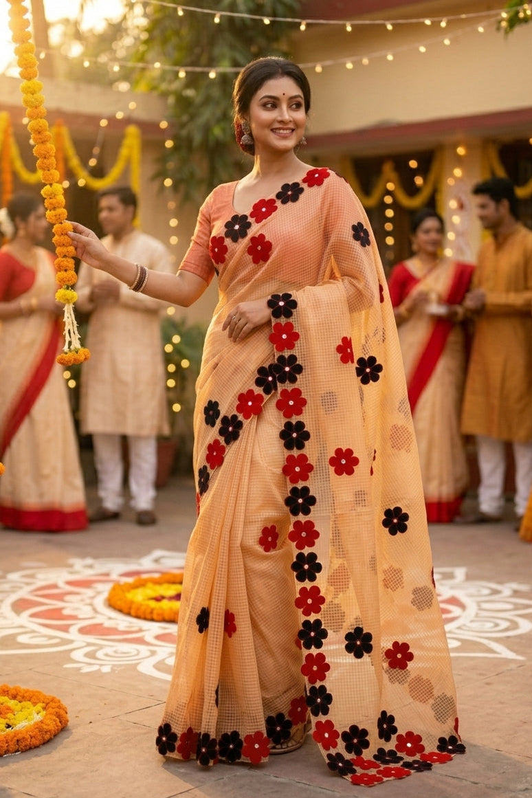 Surobhilata Reshom Kota Applique Saree