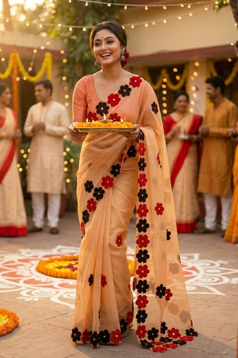 Surobhilata Reshom Kota Applique Saree