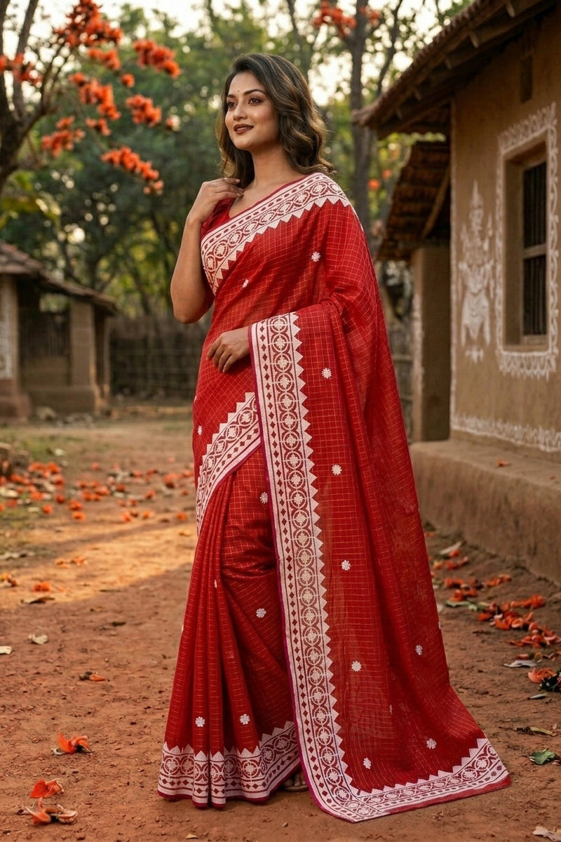 Saptaparni Cotton Kota Applique Saree