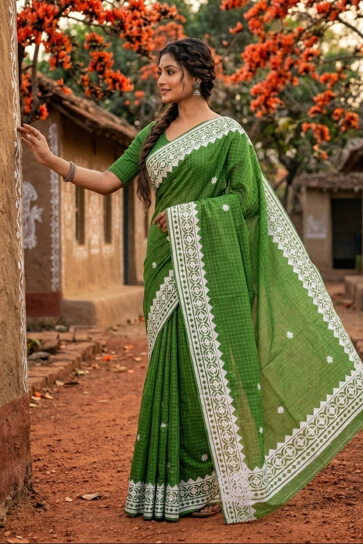 Saptaparni Cotton Kota Applique Saree
