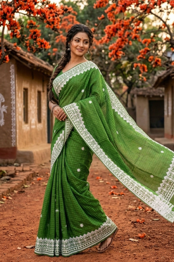 Saptaparni Cotton Kota Applique Saree
