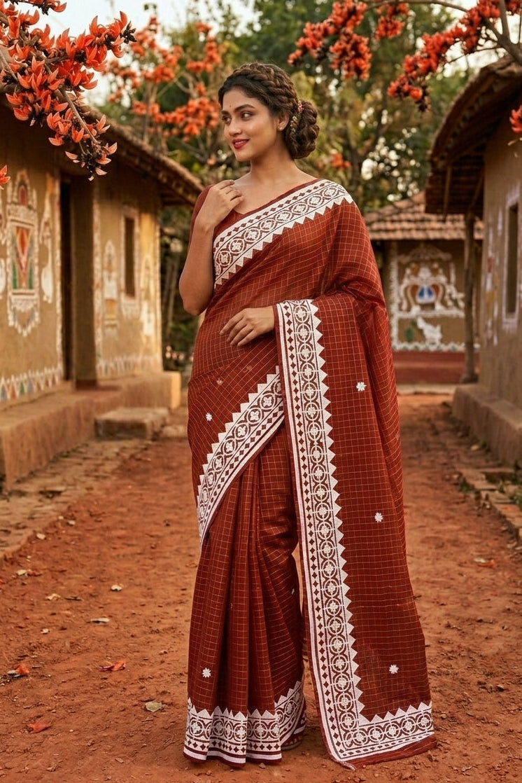 Saptaparni Cotton Kota Applique Saree