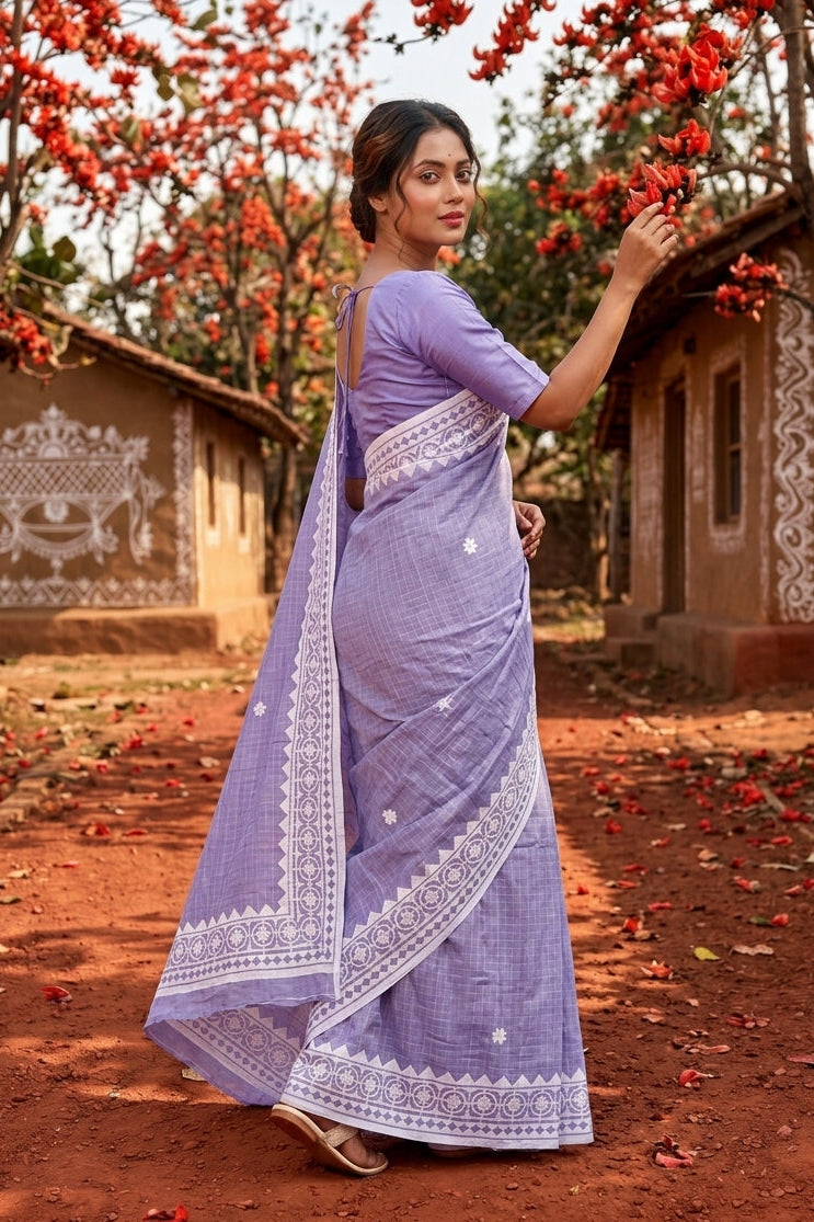 Saptaparni Cotton Kota Applique Saree
