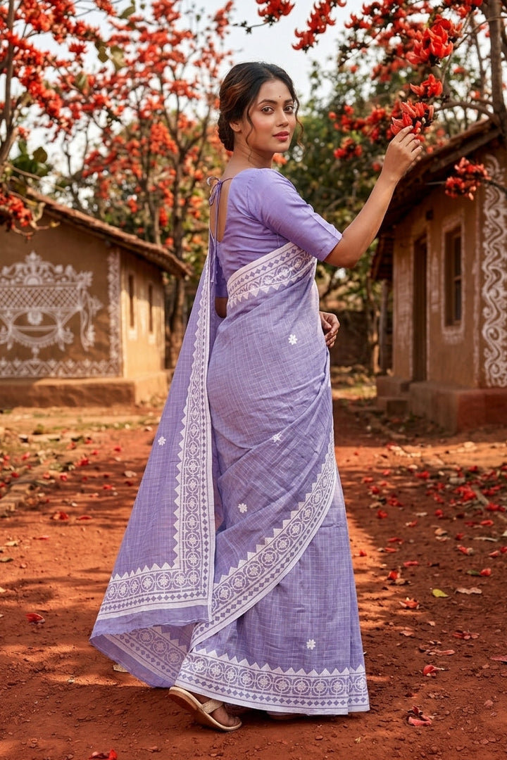 Saptaparni Cotton Kota Applique Saree