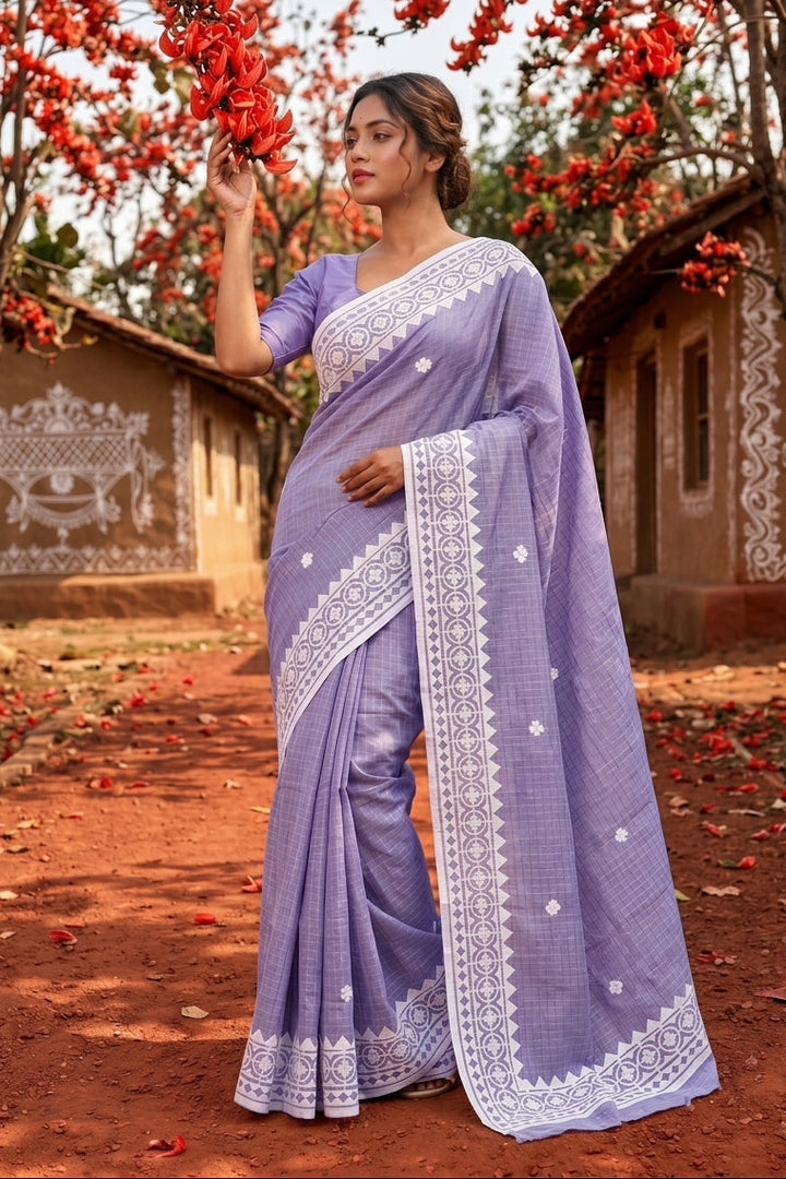 Saptaparni Cotton Kota Applique Saree