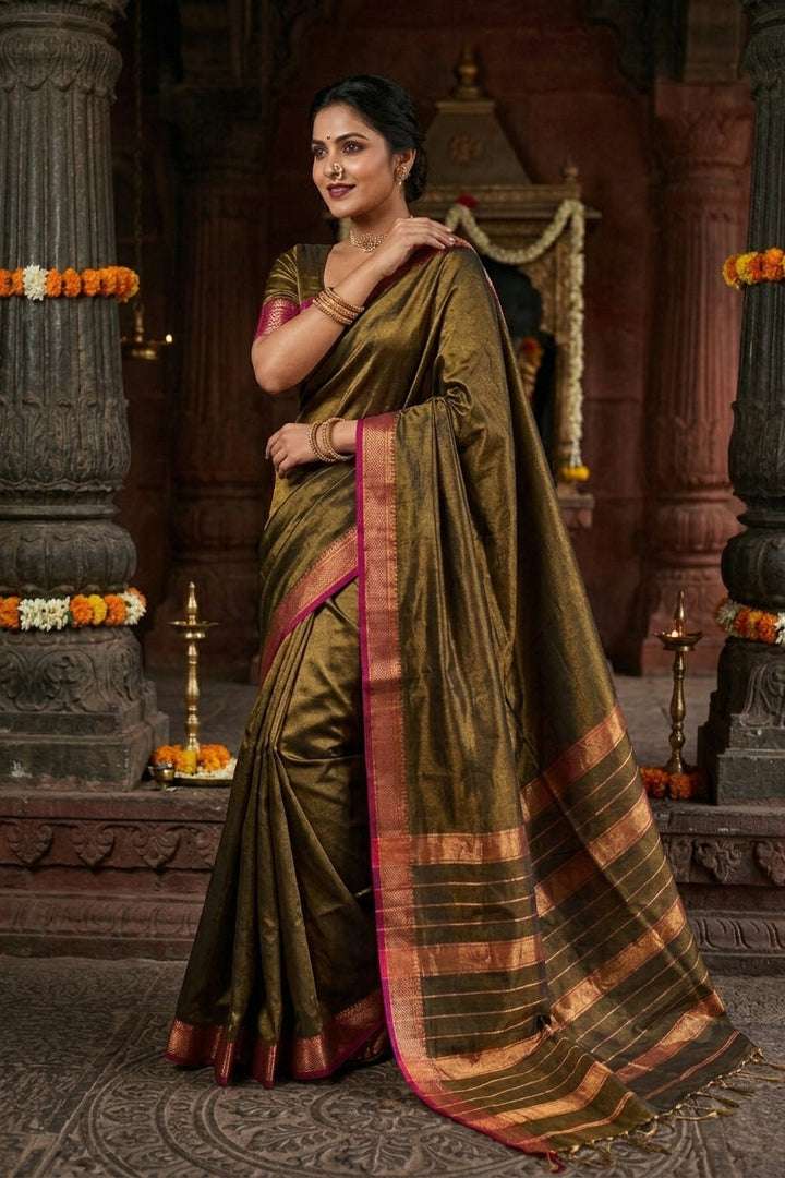 Roudro Chhowa Maheshwari Tissue silk saree