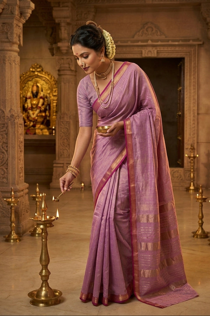 Roudro Chhowa Maheshwari Tissue silk saree