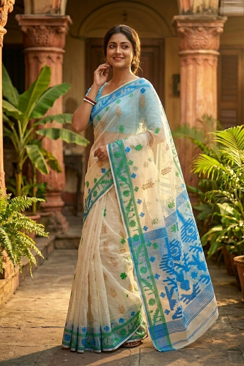 Oitijjho Sutra Ganga Jamuna Dhakai Jamdani Saree