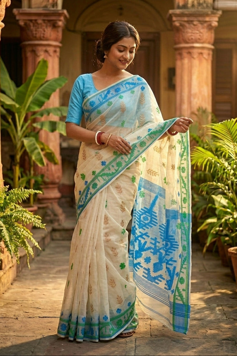 Oitijjho Sutra Ganga Jamuna Dhakai Jamdani Saree
