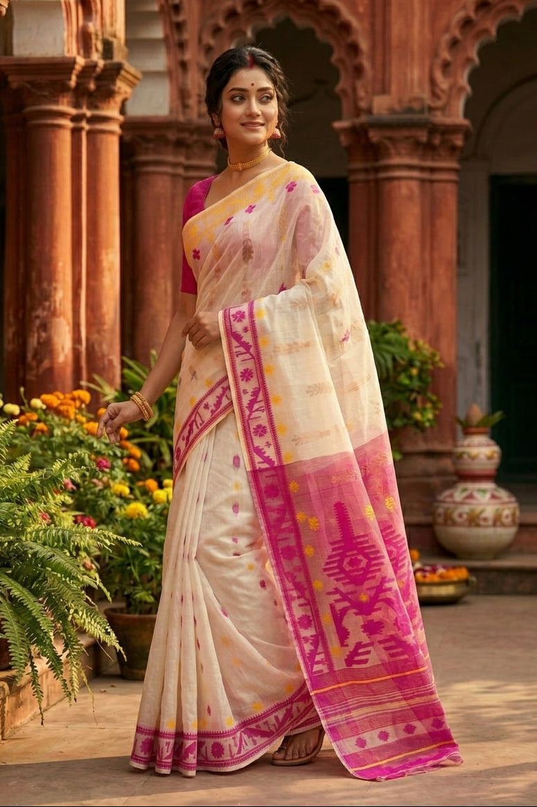Oitijjho Sutra Ganga Jamuna Dhakai Jamdani Saree