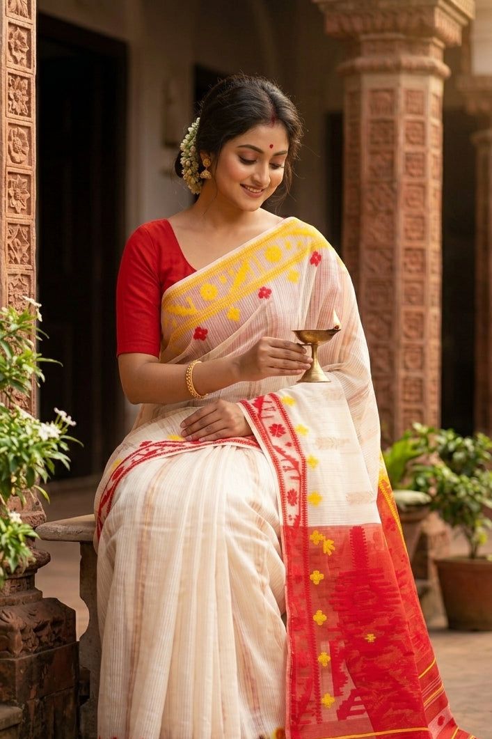 Oitijjho Sutra Ganga Jamuna Dhakai Jamdani Saree