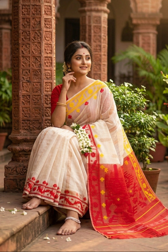 Oitijjho Sutra Ganga Jamuna Dhakai Jamdani Saree