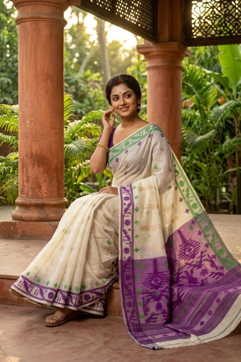Oitijjho Sutra Ganga Jamuna Dhakai Jamdani Saree