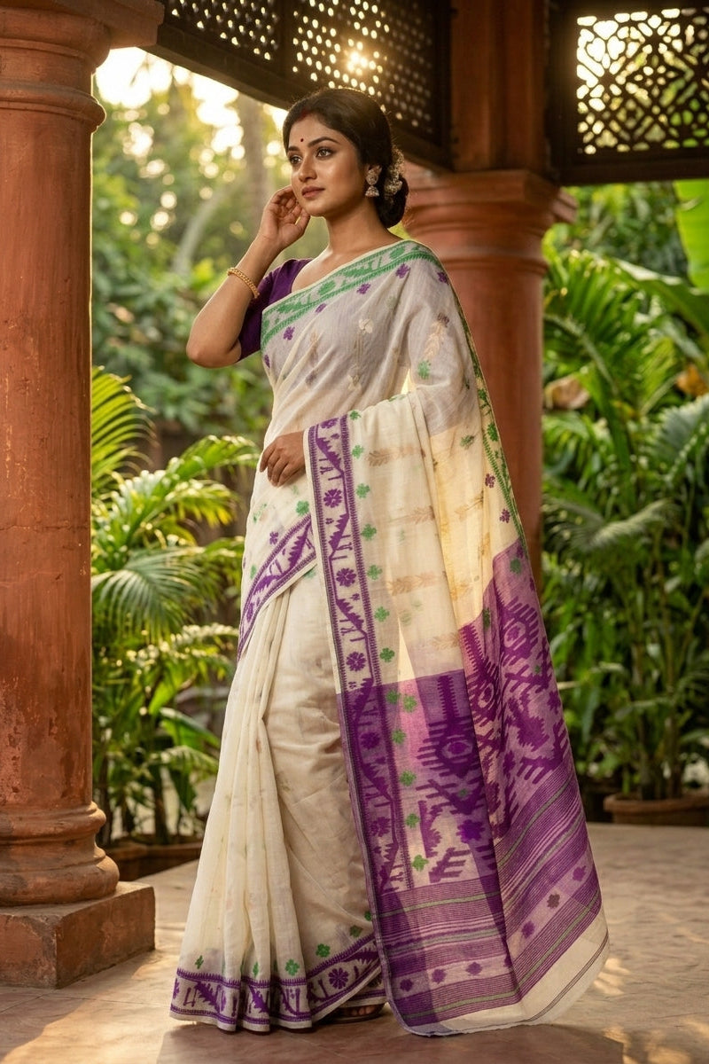 Oitijjho Sutra Ganga Jamuna Dhakai Jamdani Saree