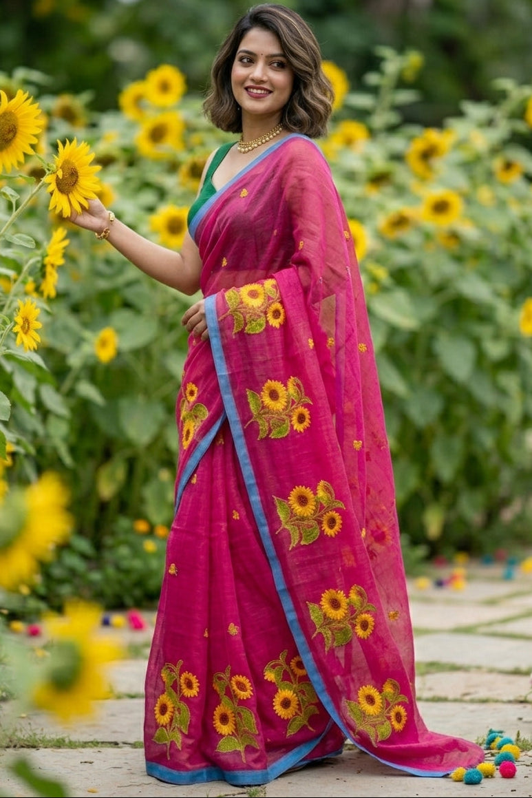 Sunflower Kiran Mul Cotton Saree