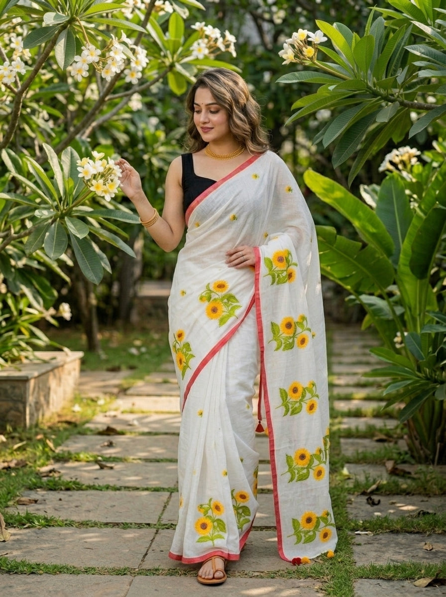 Sunflower Kiran Mul Cotton Saree