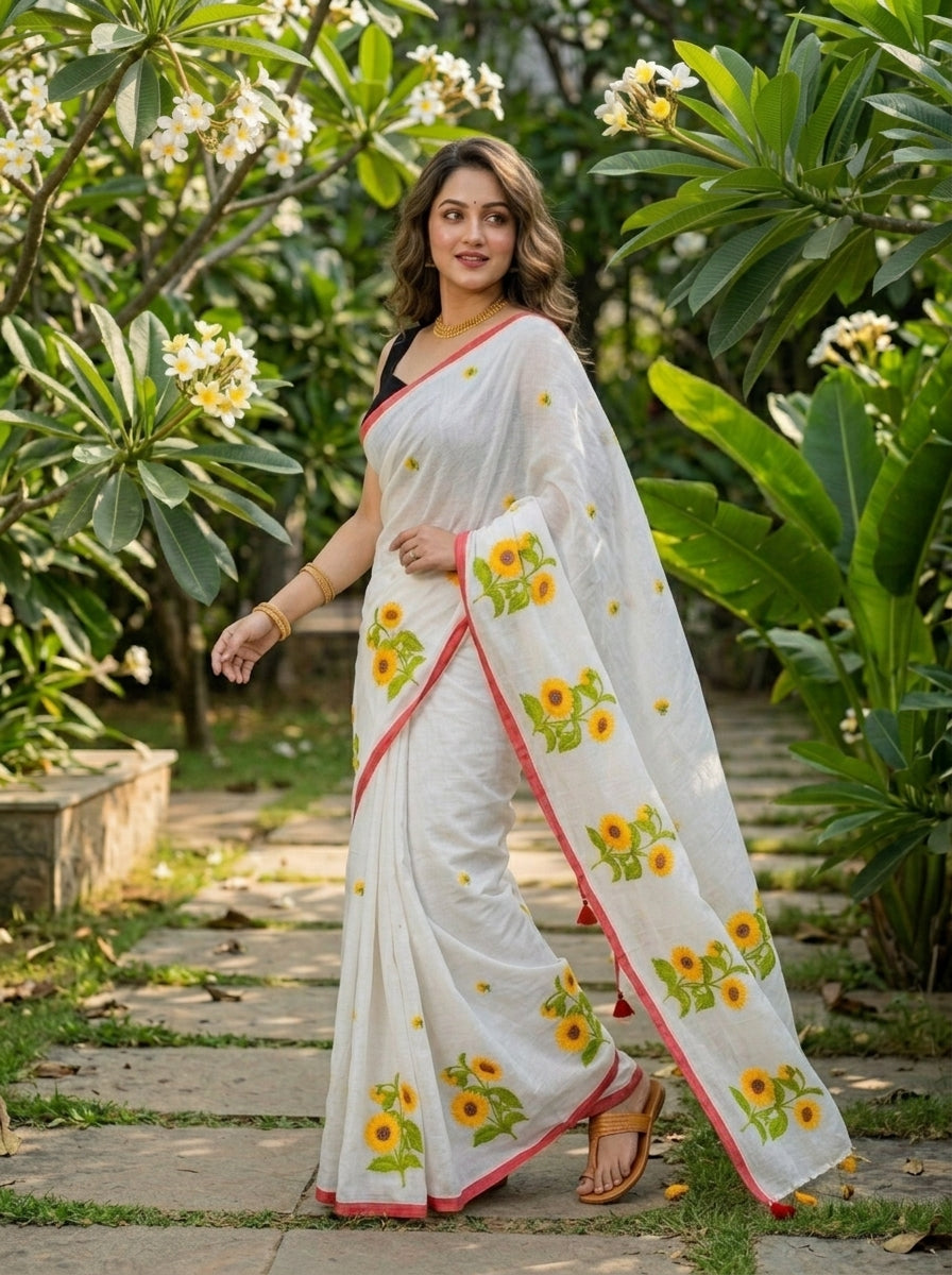 Sunflower Kiran Mul Cotton Saree