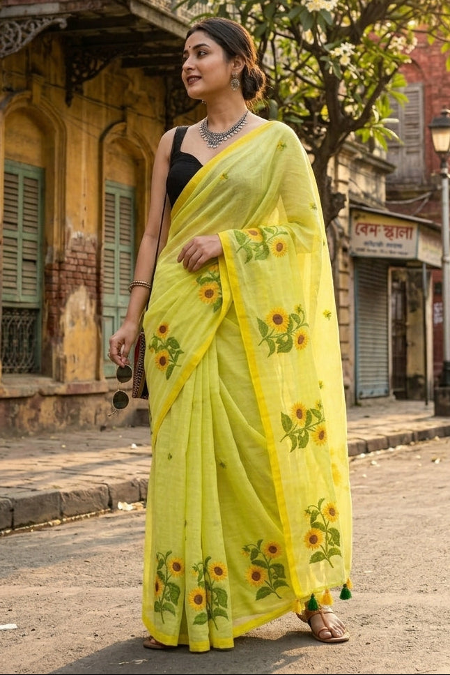 Sunflower Kiran Mul Cotton Saree