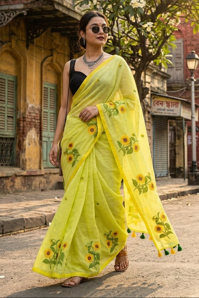 Sunflower Kiran Mul Cotton Saree