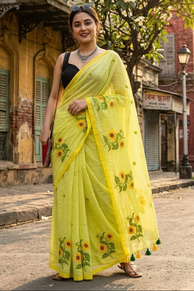 Sunflower Kiran Mul Cotton Saree