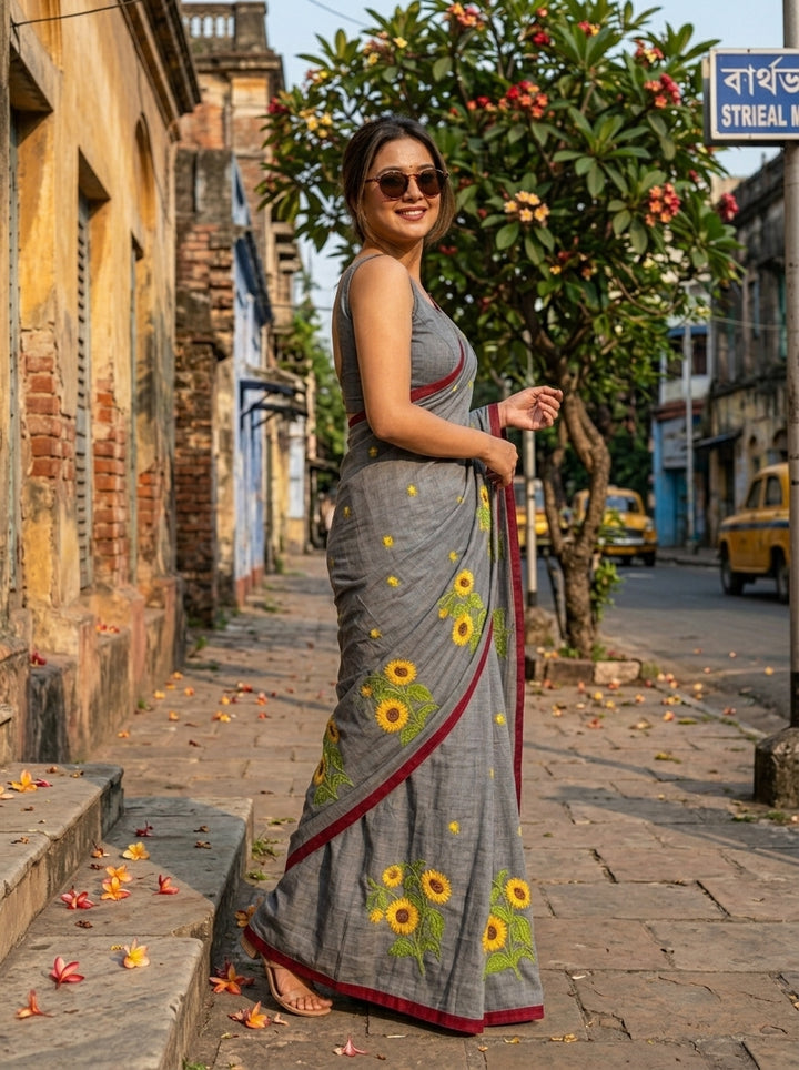 Sunflower Kiran Mul Cotton Saree