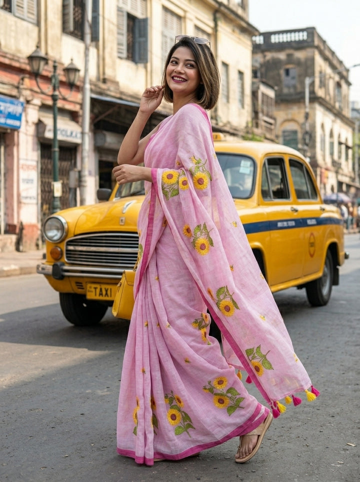 Sunflower Kiran Mul Cotton Saree