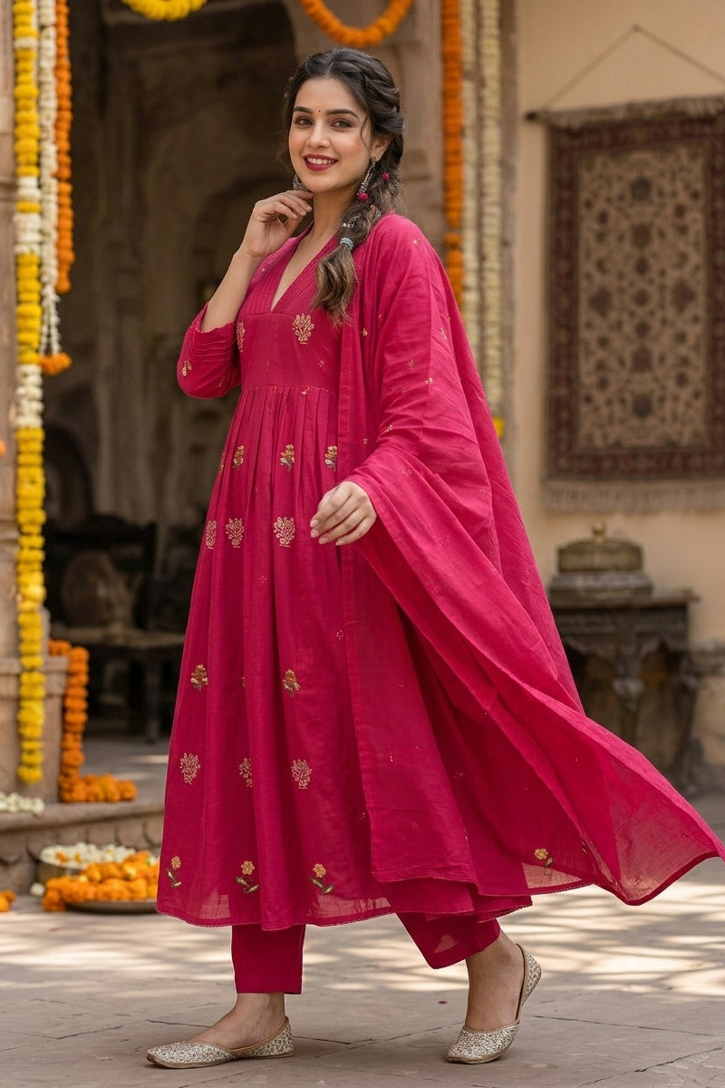 Orchid Glory Designer Cotton Kurti Set