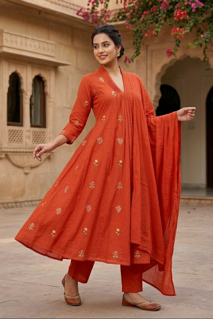 Orchid Glory Designer Cotton Kurti Set