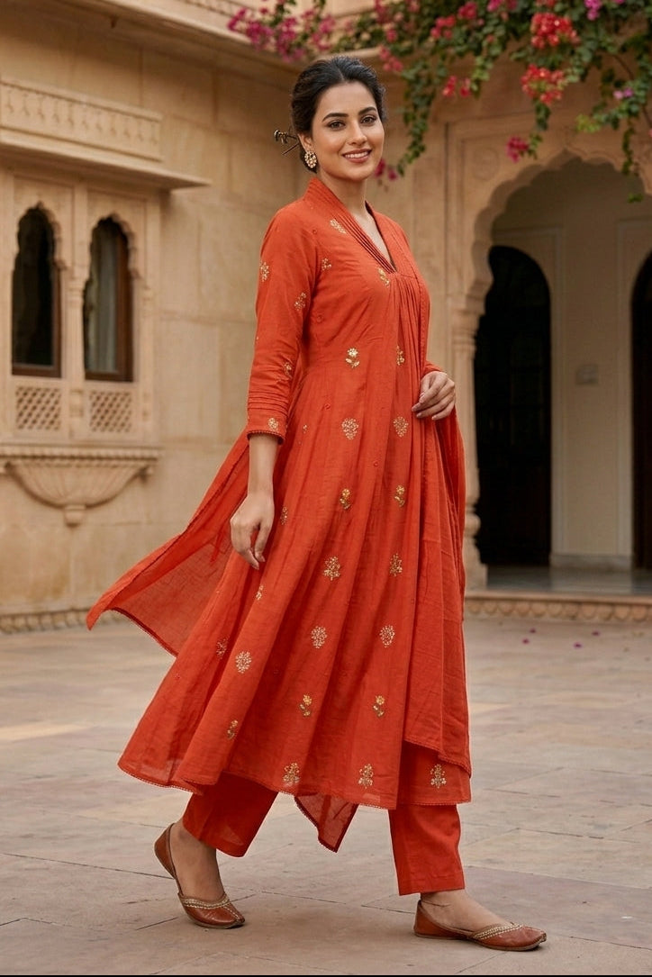 Orchid Glory Designer Cotton Kurti Set