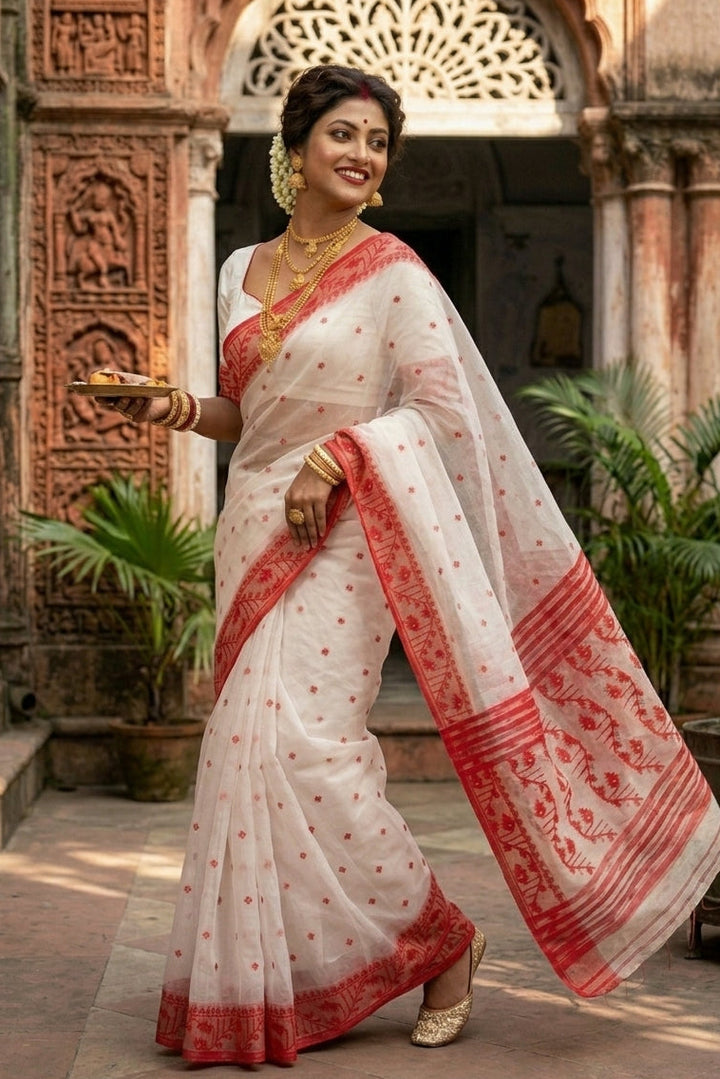 Ektu Bikel Karat Dhakai Jamdani Saree