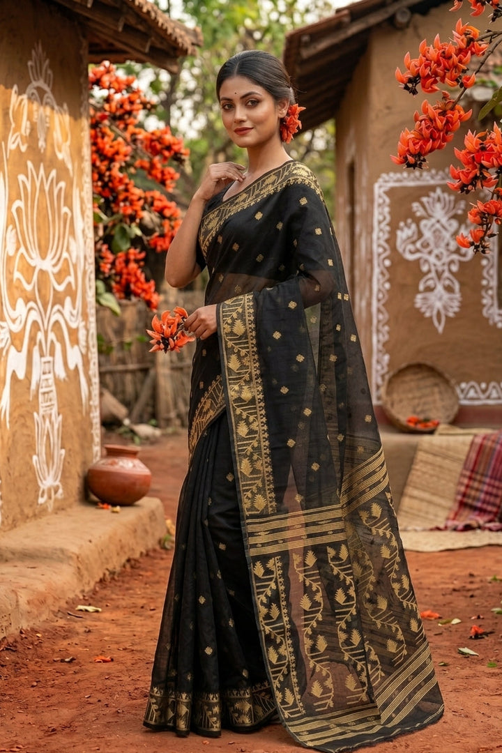 Ektu Bikel Karat Dhakai Jamdani Saree