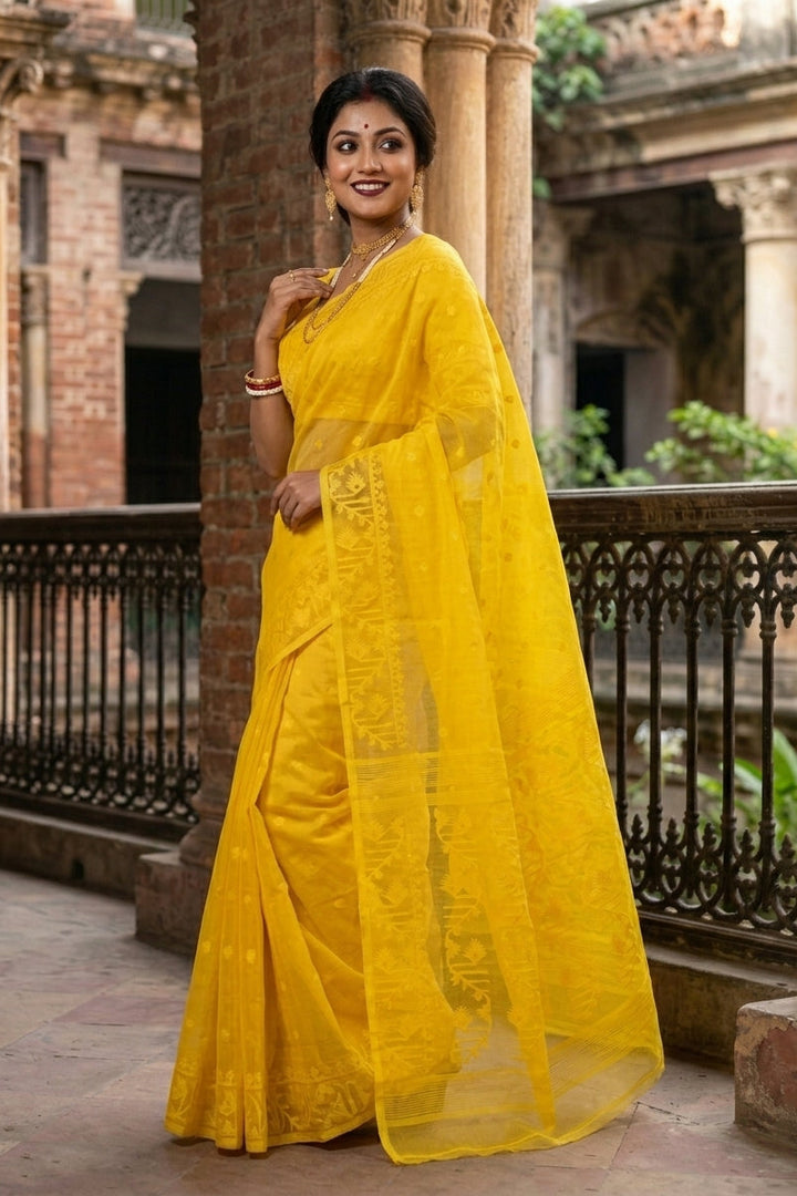 Ektu Bikel Karat Dhakai Jamdani Saree