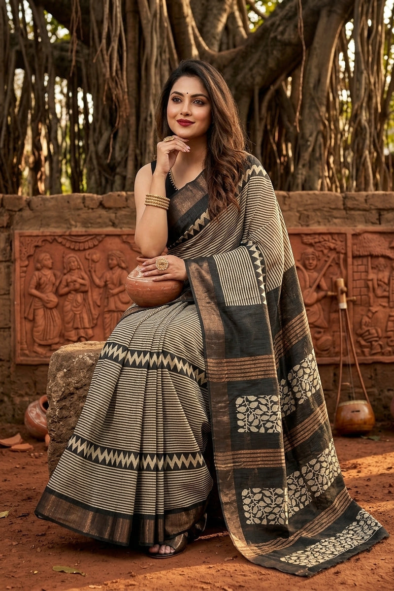 Aura of Gold Ghicha Tussar Silk Saree