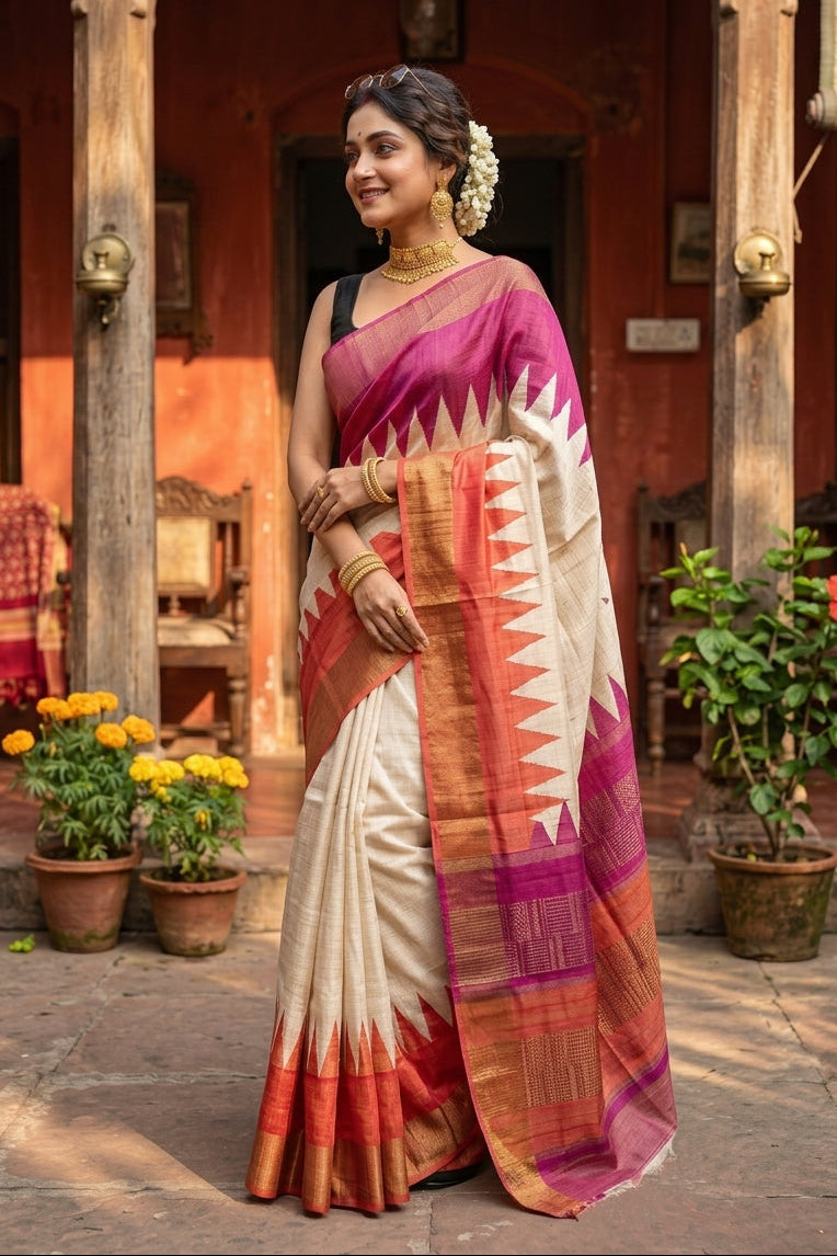 Aura of Gold Ghicha Tussar Silk Saree