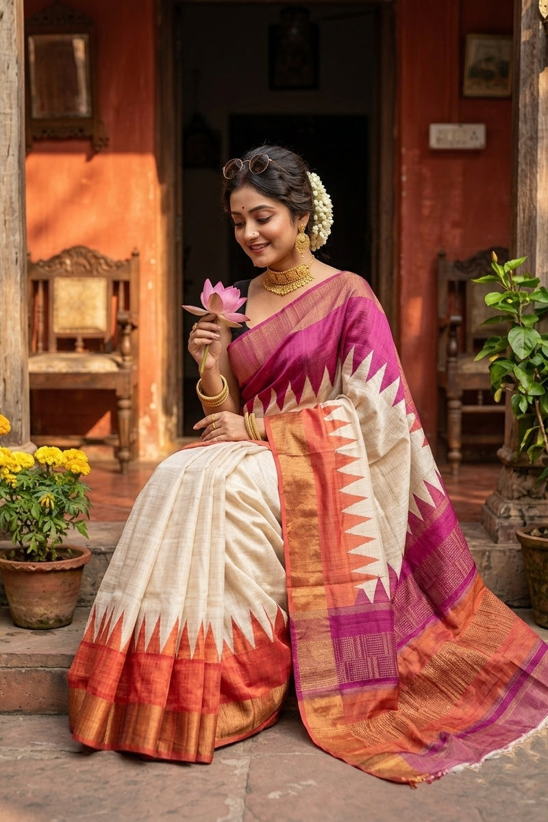Aura of Gold Ghicha Tussar Silk Saree