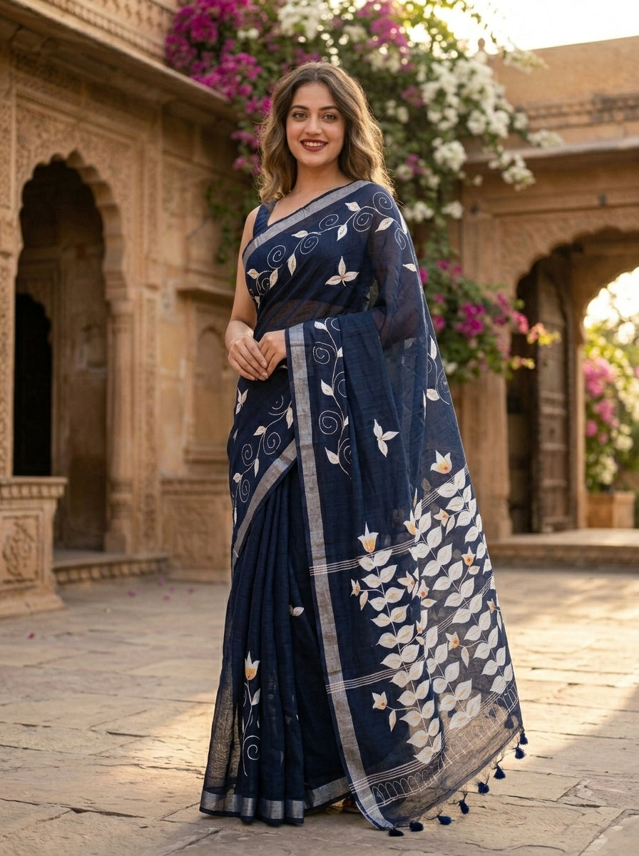 Mudrika Weave Hand Painted Cotton Saree