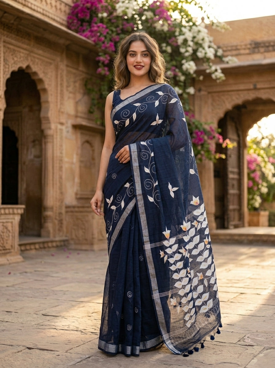 Mudrika Weave Hand Painted Cotton Saree