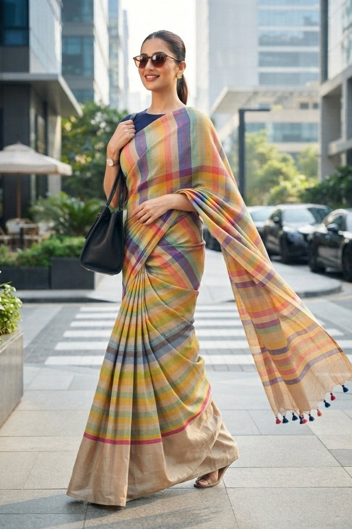Saptaranga Khadi Cotton Saree