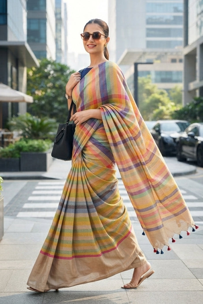 Saptaranga Khadi Cotton Saree
