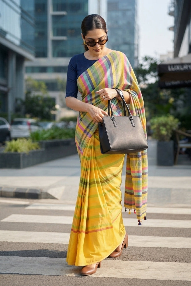 Saptaranga Khadi Cotton Saree