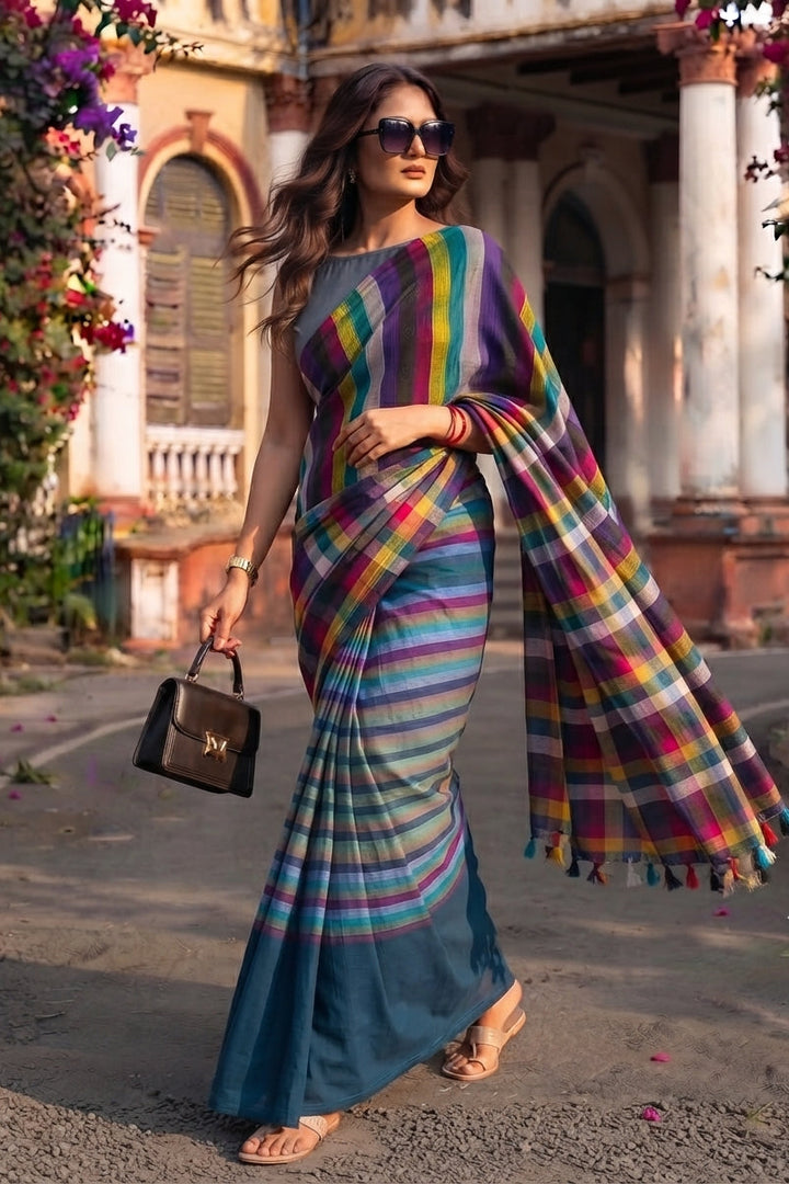 Saptaranga Khadi Cotton Saree